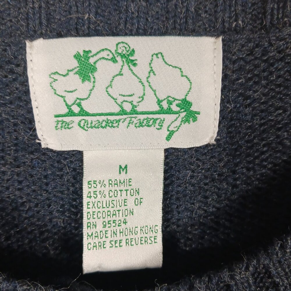 Quaker Factory Novelty Cardigan, Dark Gray Ski Winter Theme, SZ M, Holiday Cabin - Picture 4 of 14